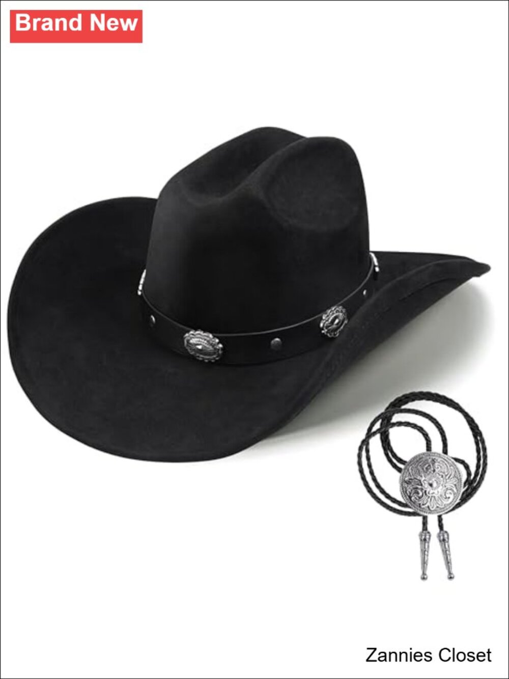 🤠 Faux Suede Studded Cowboy Hat Western Shapeable Wide Brim Fedora